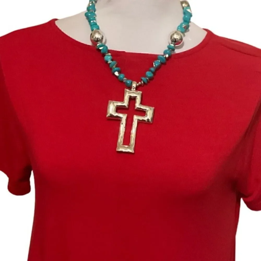 Turquoise Cross Necklace  